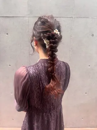 セミロング ヘアアレンジ 🎗️【ヘアセット 美眉】吉川玲🎗️のヘアスタイル