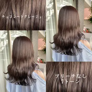 セミロング カラー グレージュ/透明感/ 韓国ヘア/RISAのヘアスタイル