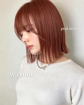 ミディアム カラー 切りっぱなしボブ /銀座/ケンタロウのヘアスタイル