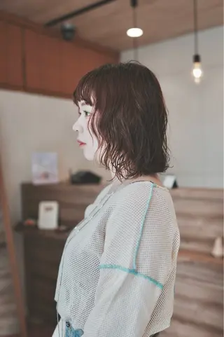 ミディアム パーマ レイヤー/艶カラー /yuan⟡.·のヘアスタイル