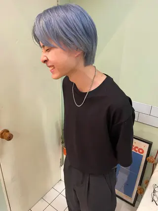 ショート メンズ 髪質改善ｶﾗｰ ｹｱﾌﾞﾘｰﾁ/ﾀﾑのヘアスタイル