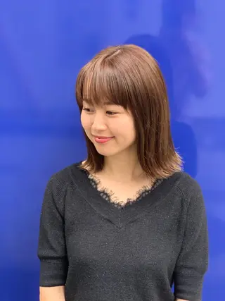 ミディアム カラー 髪質改善/縮毛矯正 /ブリーチ矯正/岡部のヘアスタイル