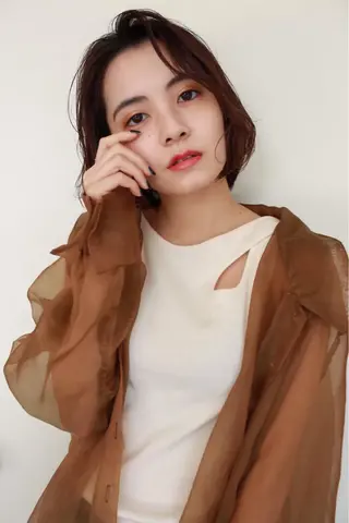 ミディアム カラー パーマ 💘透明感カラー💘 沖本 将宏のヘアスタイル