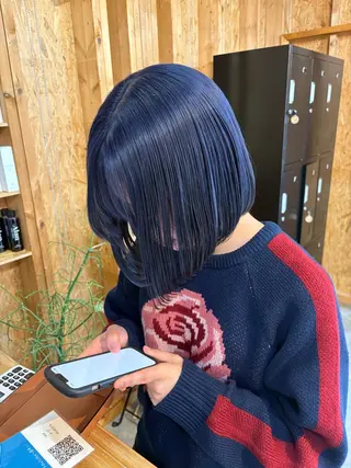 カラー まろみ暖色×ボブ ×chia🕯のヘアスタイル