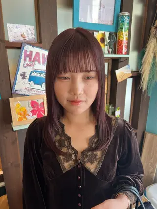 セミロング ハイトーン/ ダブルカラー/透明感のヘアスタイル