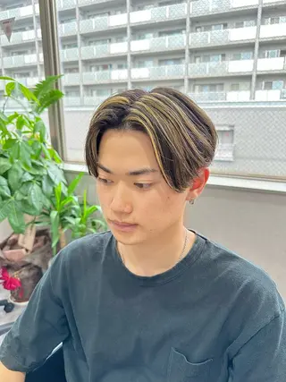 ミディアム カラー ヘアアレンジ メンズ ブリーチパーマ職人 Coshoのヘアスタイル