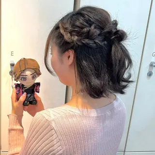 ミディアム ヘアアレンジ ヘアメ🎀エクステ 🪽横浜/しほ🧸のヘアスタイル