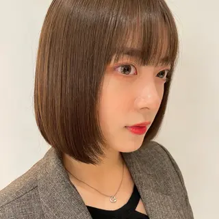 ミディアム カラー コテ巻き風パーマ✨ 韓国ヘア🤎近下菜央のヘアスタイル