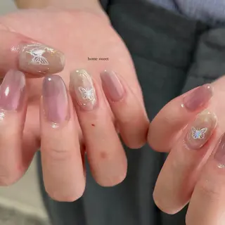 ミディアム ショートネイル. Home sweetのネイルデザイン