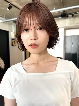 ショート カラー パーマ 🫧小顔×似合わせ× 透明感カラー🫧のヘアスタイル