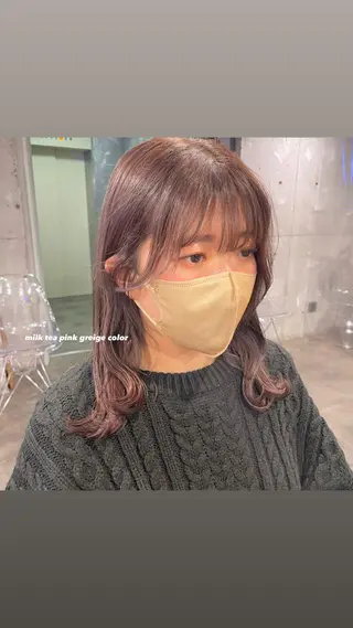 セミロング カラー パーマ ヘアアレンジ メンズ キッズ ネイル マツエク・マツパ アイブロウ 透明感カラー・レイヤ ー🎀amika🎀のヘアスタイル