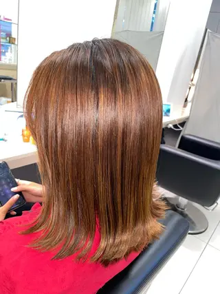 セミロング クロスパーマ/うる艶 カラー/Kurumiのヘアスタイル