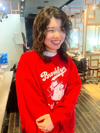 ミディアム パーマ Aya/四条烏丸/ インナーカラーのヘアスタイル