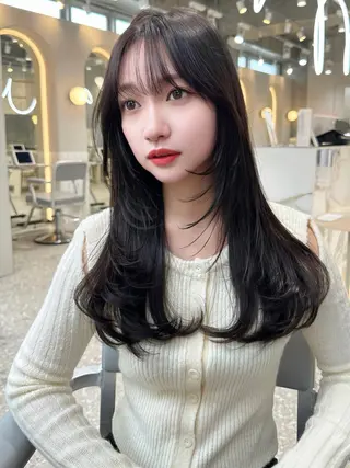 セミロング 新宿/韓国風レイヤー 髪質改善/渋谷直樹のヘアスタイル