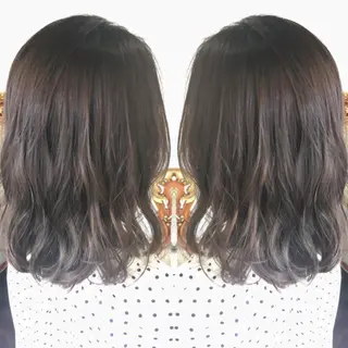 ミディアム カラー パーマ ヘアアレンジ エグチ アキラのヘアスタイル