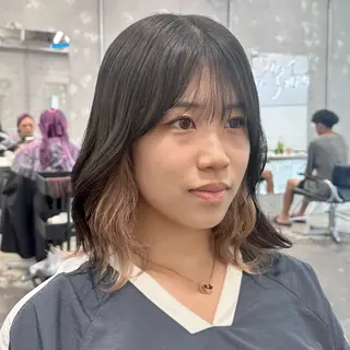 セミロング カラー ヘアアレンジ 🥀モテ暖色× エクステ🥀あかりのヘアスタイル