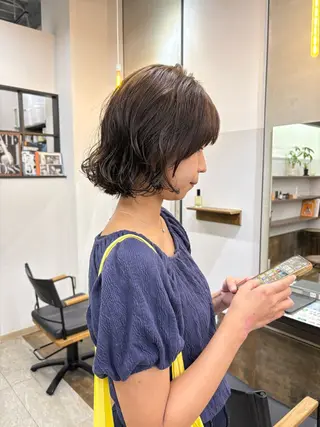 ミディアム カラー パーマ nao/福岡美容室 パーマ/ボブパーマのヘアスタイル
