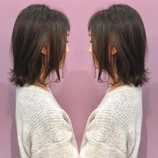 ミディアム カラー パーマ 細川 亮のヘアスタイル