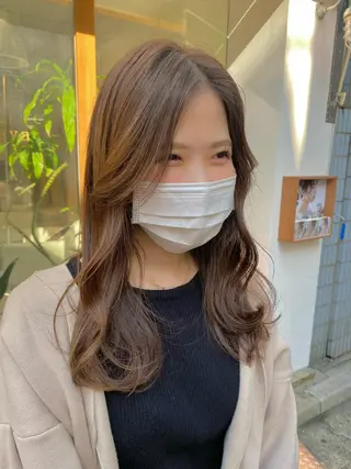 セミロング カラー 安永 涼のヘアスタイル