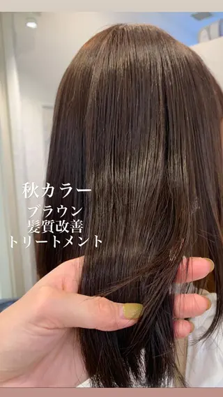 セミロング カラー 似合わせカラー/艶 髪質改善/ヨシザキのヘアスタイル
