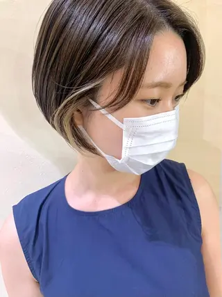 ショート カラー 退色まで透明感ある ダブルカラー/リクのヘアスタイル