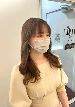 ロング コテ巻き風パーマ 藤澤　知彌のヘアスタイル