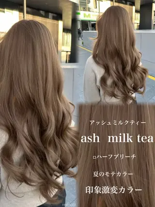 ロング カラー くすみミルクティー／ ブラウン🪡TOWAのヘアスタイル