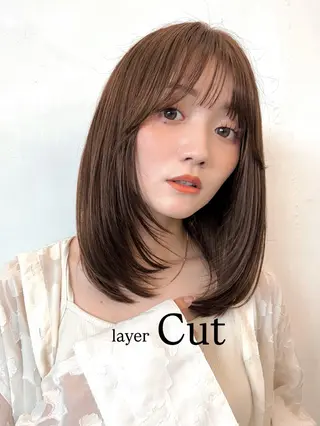 ミディアム カラー ヘアアレンジ 🌱ボブ/レイヤー/ ベージュ/あやみ✨のヘアスタイル