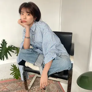 ショート カラー パーマ ヘアアレンジ 髙橋 茉南のヘアスタイル