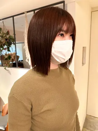 ミディアム カラー ヘアアレンジ 🤎ono/ 切りっぱなしボブ🤎のヘアスタイル