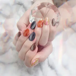 ミディアム カラー ネイル マツエク・マツパ 💎ビューティサロン 湘南　RIRAN💎のネイルデザイン