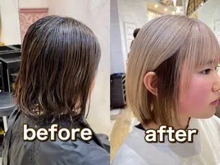 ミディアム カラー 脱白髪染め/ 髪質改善/ハクのヘアスタイル