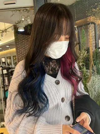 ロング カラー 💖デザインカラー/ タダ ハナカ💖のヘアスタイル