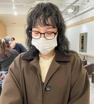 ミディアム パーマ 森貴裕/ベージュ/ パーマ/オリーブのヘアスタイル