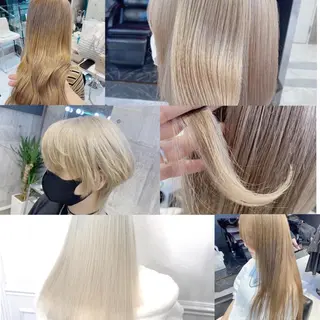 ロング カラー メンズ JuNブリーチに 縮毛矯正するプロのヘアスタイル