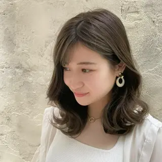ミディアム パーマ ヘアアレンジ カラー かわい ゆうな 髪質改善/縮毛矯正のヘアスタイル