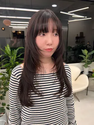 ロング レイヤーカット/ パーマ‪/表参道のヘアスタイル