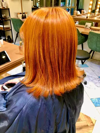 ミディアム カラー 縮毛矯正　髪質改善 韓国風レイヤー　吉田のヘアスタイル