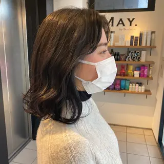 ミディアム カラー ノンダメージ⭐️ 透明感カラー中田七菜のヘアスタイル