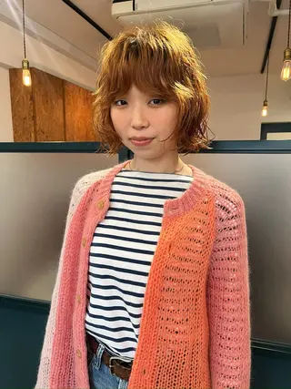 ショート パーマ 暖色/パーマ 🌼クニトウメイのヘアスタイル