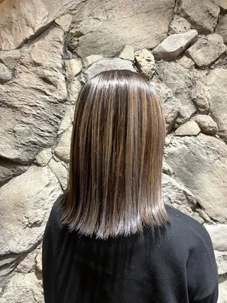 ミディアム カラー ハイトーン/ボブ/ 髪質改善🦖mahoのヘアスタイル