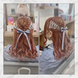 セミロング ヘアアレンジ ヘアセット/着付け 𓇼 松本 夏美𓇼のヘアスタイル