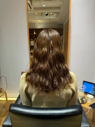 セミロング コテ巻き風/ボブ パーマ🌼杉田 萌恵のヘアスタイル