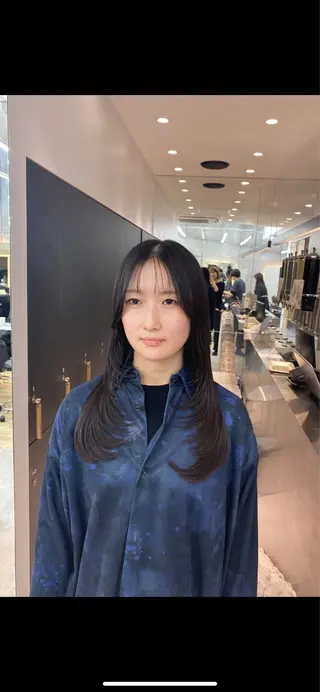 セミロング カラー ボブ縮毛矯正 韓国レイヤーRINAのヘアスタイル