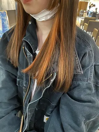 セミロング カラー パーマ ヘアアレンジ メンズ キッズ ネイル viewstokyo所属・mana 暖色カラーカットのヘアスタイル