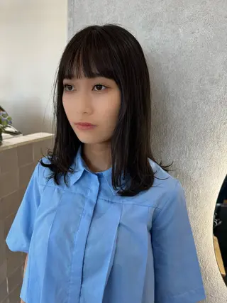 ミディアム カラー 透明感カラー ボブ ミディアム 齊木勇人のヘアスタイル