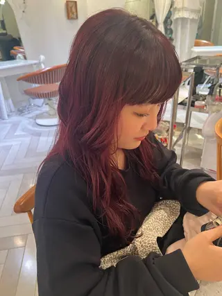 カラー ブリーチカラー🎀 韓国風/寺門美優のヘアスタイル