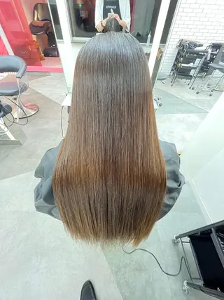 セミロング 山崎/ボブ縮毛矯正 レイヤー髪質改善のヘアスタイル