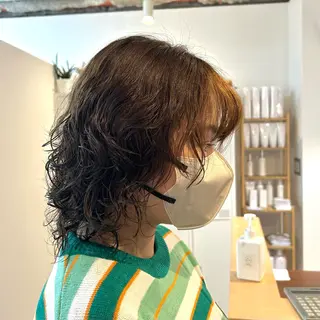 ミディアム カラー パーマ 韓国ボブ/レイヤー/ ハイトーン/まなみのヘアスタイル