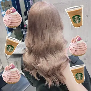 セミロング カラー 韓国ヘア特化💍 tiam💍ブリーチのヘアスタイル